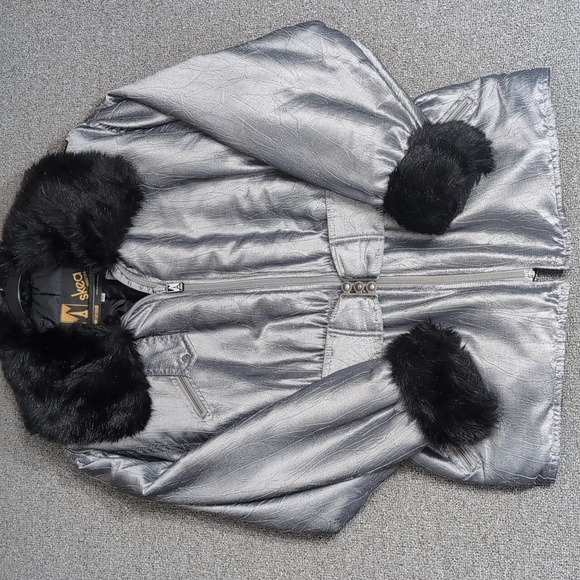 Vintage 80s SKEA PARIS/VAIL Metalic & Fur Ski Jacket Size 12 Made In Colorado - Picture 3 of 16